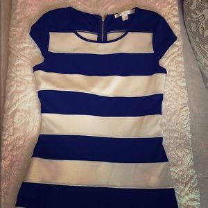 Boston Proper Blue and cream dress